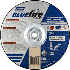 9″ × 1/8″ × 5/8″ BlueFire Non-Woven Depressed Center Wheel Type 27 Zirconia Alumina / Aluminum Oxide - Caliber Tooling