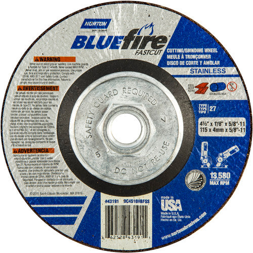 ‎4-1/2″ × 1/8″ × 5/8″ BlueFire Non-Woven Depressed Center Wheel Type 27 - Caliber Tooling