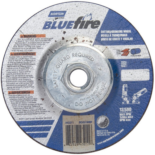 ‎4-1/2 × 1/8 × 5/8 - 11″ BlueFire Grinding Wheel ZA 30 U Type 27 - Caliber Tooling