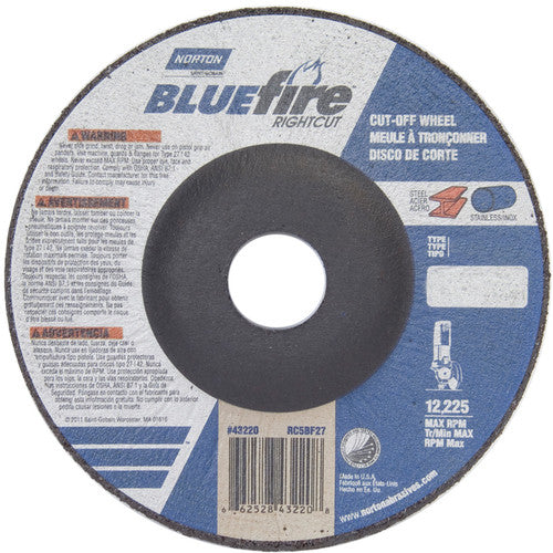 5 × 1/16 × 7/8″ BlueFire RightCut Cutting Wheel A 36 Q Type 27/42 - Caliber Tooling