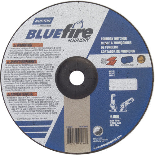 9″ × 1/8″ × 7/8″ BlueFire Non-Woven Depressed Center Wheel Type 27 Zirconia Alumina / Aluminum Oxide - Caliber Tooling