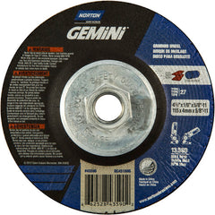 ‎4-1/2 × 1/8 × 5/8 - 11″ Gemini Long Life Grinding Wheel A 24 Q BDA Type 27 - Caliber Tooling