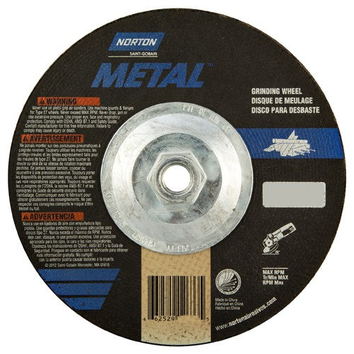 7″ × 1/4″ × 5/8″ Norton Metal Non-Woven Depressed Center Wheel Type 27 - Caliber Tooling