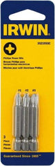 Irwin - 3 Piece, Phillips Handle, Power Bit Set - 0.05 to 1/4" Hex, 1/4" Hex Drive - Caliber Tooling