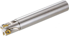 Kyocera - 3/4" Cut Diam, 6mm Max Depth of Cut, 3/4" Shank Diam, 5-1/2" OAL, Indexable Square Shoulder End Mill - BDMT0703... Inserts, Cylindrical Shank, 90° Lead Angle, Through Coolant, Series MECX - Caliber Tooling