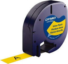 Dymo - 1/2" Wide x 156" Long, Black on Yellow Plastic Label Printer Cartridge - For DYMO Letratag Printers - Caliber Tooling