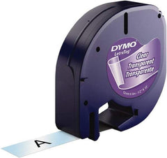 Dymo - 1/2" Wide x 156" Long, Black On Clear Plastic Label Printer Cartridge - For DYMO Letratag Printers - Caliber Tooling