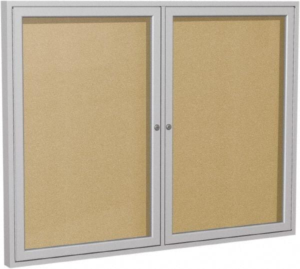 Ghent - 48" Wide x 36" High Enclosed Cork Bulletin Board - Vinyl, Caramel - Caliber Tooling