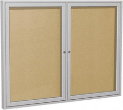 Ghent - 48" Wide x 36" High Enclosed Cork Bulletin Board - Vinyl, Caramel - Caliber Tooling