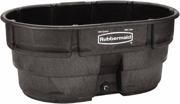 Rubbermaid - 150 Gallon Black Oval Plastic Stock Tank - 25" High x 39" Diam - Caliber Tooling