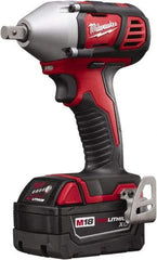 Milwaukee Tool - 1/2" Drive 18 Volt Pistol Grip Cordless Impact Wrench & Ratchet - 0 to 2,200 RPM, 0 to 3,350 BPM, 183 Ft/Lb Torque, 2 Lithium-Ion Batteries Included - Caliber Tooling