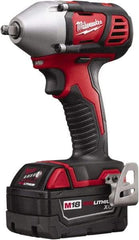 Milwaukee Tool - 3/8" Drive 18 Volt Pistol Grip Cordless Impact Wrench & Ratchet - 0 to 2,200 RPM, 0 to 3,200 BPM, 167 Ft/Lb Torque, 2 Lithium-Ion Batteries Included - Caliber Tooling