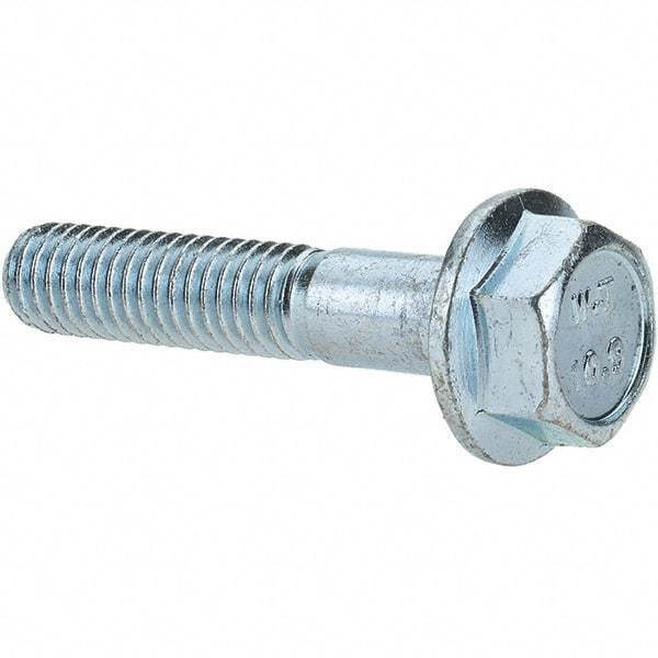 Value Collection - M6x1.00 Metric Coarse, 30mm Length Under Head, Hex Drive Flange Bolt - 20mm Thread Length, Grade 10.9 Alloy Steel, Smooth Flange, Zinc-Plated Finish - Caliber Tooling