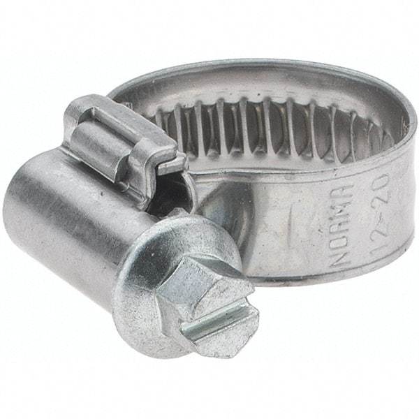 Value Collection - 12 to 20mm Diam, Stainless Steel Worm Drive Clamp - 9mm Wide - Caliber Tooling