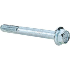 Made in USA - M8x1.25 Metric Coarse, 70mm Length Under Head, Hex Drive Flange Bolt - 30mm Thread Length, Grade 10.9 Alloy Steel, Smooth Flange, Zinc-Plated Finish - Caliber Tooling