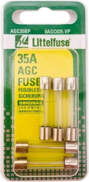 Value Collection - 35 Amp, Fast-Acting Miniature Glass/Ceramic Fuse - 1-1/4" OAL, 1/4" Diam - Caliber Tooling