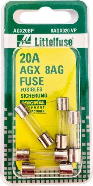 Value Collection - 32V AC/DC, 20 Amp, Fast-Acting Miniature Glass/Ceramic Fuse - 7/8" OAL, 1/4" Diam - Caliber Tooling