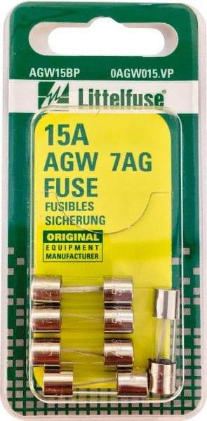 Value Collection - 32V AC/DC, 15 Amp, Fast-Acting Miniature Glass/Ceramic Fuse - 7/8" OAL, 1/4" Diam - Caliber Tooling