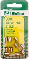 Value Collection - 32V AC/DC, 30 Amp, Fast-Acting Miniature Glass/Ceramic Fuse - 7/8" OAL, 1/4" Diam - Caliber Tooling