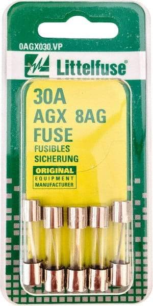 Value Collection - 32V AC/DC, 30 Amp, Fast-Acting Miniature Glass/Ceramic Fuse - 7/8" OAL, 1/4" Diam - Caliber Tooling