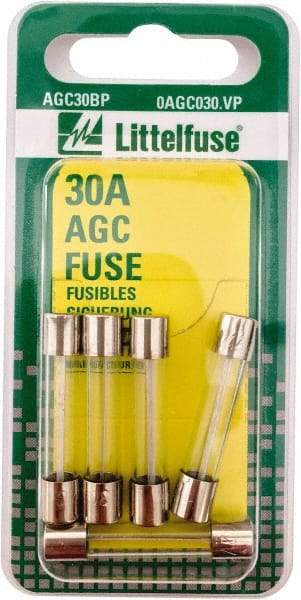 Value Collection - 32V AC/DC, 30 Amp, Fast-Acting Miniature Glass/Ceramic Fuse - 1-1/4" OAL, 1/4" Diam - Caliber Tooling