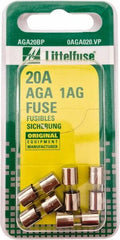 Value Collection - 32V AC/DC, 20 Amp, Fast-Acting Miniature Glass/Ceramic Fuse - 5/8" OAL, 1/4" Diam - Caliber Tooling