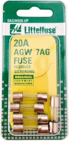 Value Collection - 32V AC/DC, 20 Amp, Fast-Acting Miniature Glass/Ceramic Fuse - 7/8" OAL, 1/4" Diam - Caliber Tooling