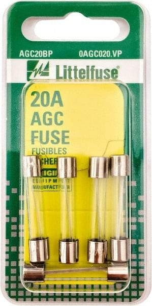 Value Collection - 32V AC/DC, 20 Amp, Fast-Acting Miniature Glass/Ceramic Fuse - 1-1/4" OAL, 1/4" Diam - Caliber Tooling