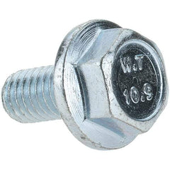 Value Collection - M6x1.00 Metric Coarse, 12mm Length Under Head, Hex Drive Flange Bolt - 12mm Thread Length, Grade 10.9 Alloy Steel, Smooth Flange, Zinc-Plated Finish - Caliber Tooling