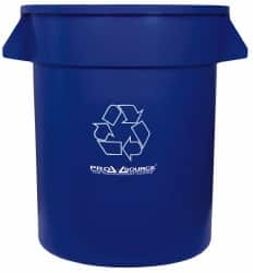 PRO-SOURCE - 20 Gal Blue Round Recycling Container - Polyethylene, 23" High - Caliber Tooling