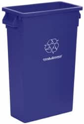 PRO-SOURCE - 23 Gal Blue Rectangle Recycling Container - Polyethylene, 15" High x 11" Long x 23" Wide - Caliber Tooling