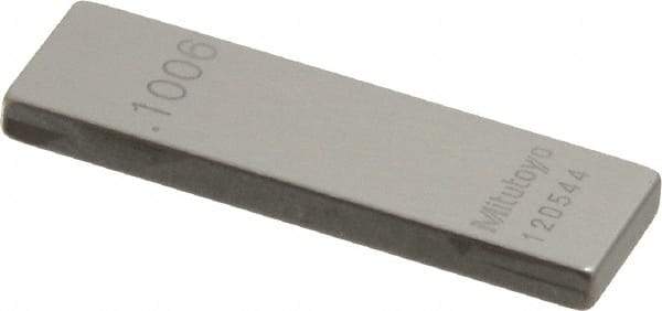 Mitutoyo - 0.1006" Rectangular Steel Gage Block - Accuracy Grade 0, Includes Certificate of Inspection - Caliber Tooling