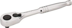 Stanley - 3/8" Drive Pear Head Quick-Release Ratchet - Chrome Finish, 8" OAL - Caliber Tooling