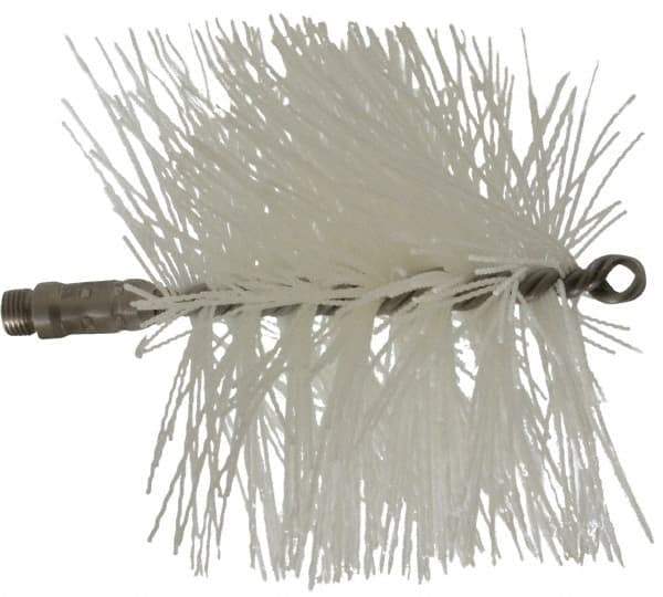 Schaefer Brush - 4-1/2" Long x 6" Diam Nylon Tube Brush - Single Spiral, 7" OAL, 0.045" Filament Diam, 1/4" Shank Diam - Caliber Tooling