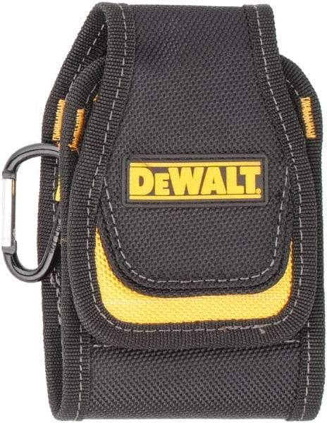 DeWALT - 3 Pocket Cell Phone Holster - Ballistic Polyester, Black & Yellow, 3.2" Wide x 5" High - Caliber Tooling