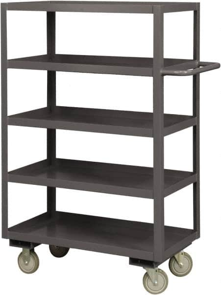 Durham - 1,200 Lb Capacity, 24" Wide x 48" Long x 55-5/8" High Service Cart - 5 Shelf, Steel, 2 Rigid/2 Swivel Casters - Caliber Tooling