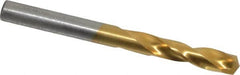 Hertel - #3 135° Spiral Flute Cobalt Screw Machine Drill Bit - TiN Finish, Right Hand Cut, 1-1/4" Flute Length, 2-3/8" OAL, Split Point, Straight Shank - Caliber Tooling