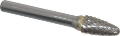 SGS Pro - 3/8" Cut Diam, 1/4" Shank Diam, Tree with Radius Head Double Cut Burr - Carbide, Radius End, 3/4" LOC, 2-1/2" OAL - Caliber Tooling