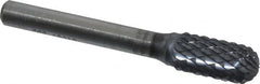 SGS Pro - 3/8" Cut Diam, 1/4" Shank Diam, Cylinder with Radius Head Double Cut Burr - Carbide, Radius End, 3/4" LOC, 2-1/2" OAL - Caliber Tooling