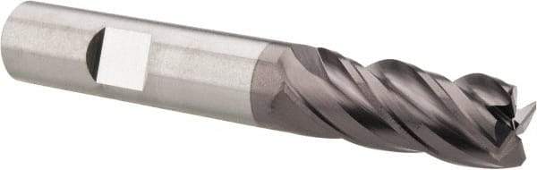 SGS - 1/2", 4 Flute, Single End, Solid Carbide, 0.03" Corner Radius End Mill - 3-1/4" OAL, Right Hand Flute, 1-1/4" LOC, Right Hand Cut - Caliber Tooling