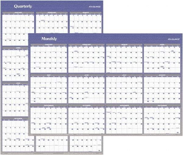 AT-A-GLANCE - 1 Sheet, 32 x 48", Erasable Wall Planner - White & Blue - Caliber Tooling