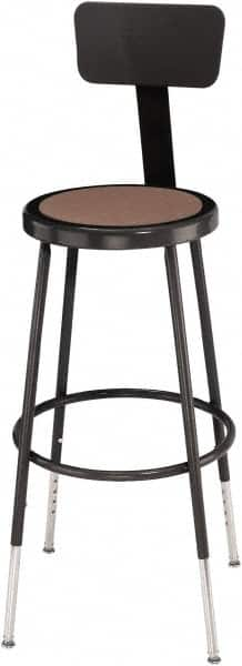 NPS - 14 Inch Wide x 14 Inch Deep x 25 to 32-1/2 Inch High, Steel Base, Adjustable Height Stool - Hardboard Seat, Black - Caliber Tooling