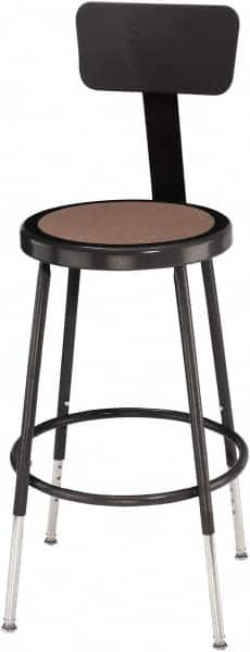 NPS - 14 Inch Wide x 14 Inch Deep x 19 to 26-1/2 Inch High, Steel Base, Adjustable Height Stool - Hardboard Seat, Black - Caliber Tooling