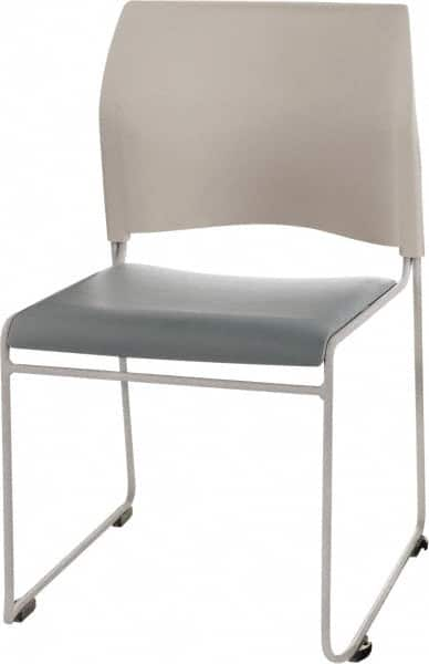 NPS - Vinyl Blue Stacking Chair - Silver Frame, 20" Wide x 19-1/4" Deep x 30" High - Caliber Tooling