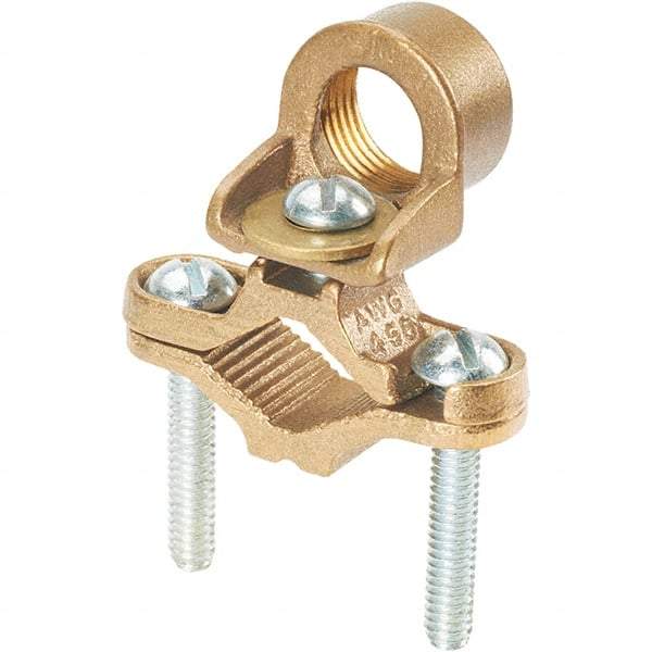 Panduit - 8 to 4 AWG Compatible Grounding Clamp - Bronze, 4-1/4" OAL - Caliber Tooling