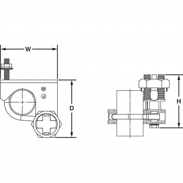 Panduit - 6 to 1/0 AWG Compatible Grounding Clamp - Bronze, 4-1/4" OAL, TIA-607-B - Caliber Tooling