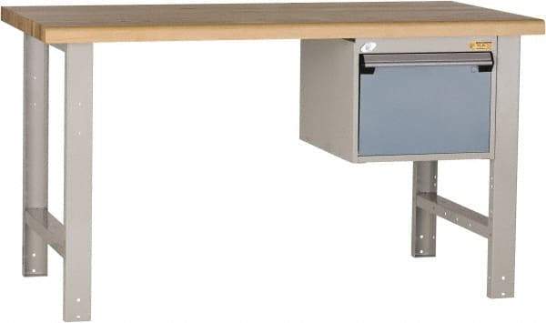 Rousseau Metal - 60 Wide x 30" Deep x 34" High, Laminated Hardwood Workbench - Fixed Legs - Caliber Tooling