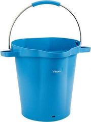 Vikan - 5 Gal, 18" High, Polypropylene Round Blue Single Pail with Pour Spout - Handle Included, 15.4mm Top Length x 18.9" Top Width x 18.9" Top Diam - Caliber Tooling