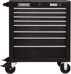 Proto - 8 Drawer 15,134 Lb Capacity Steel Tool Roller Cabinet - 34" Wide x 41" High x 25-1/4" Deep, Ball Bearing Drawer Slides, Black - Caliber Tooling