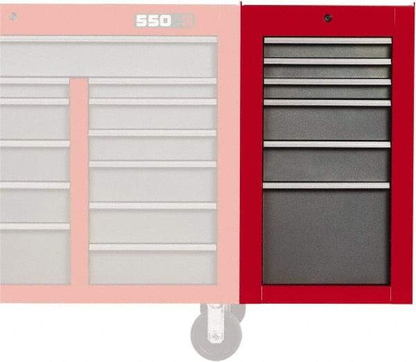 Proto - 6 Drawer Red/Gray Side Cabinet - 19" Wide x 34" High x 25" Deep, Use with 502 Series Box - Caliber Tooling